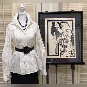 Robert Rodriguez white cotton pleated vintage blouse